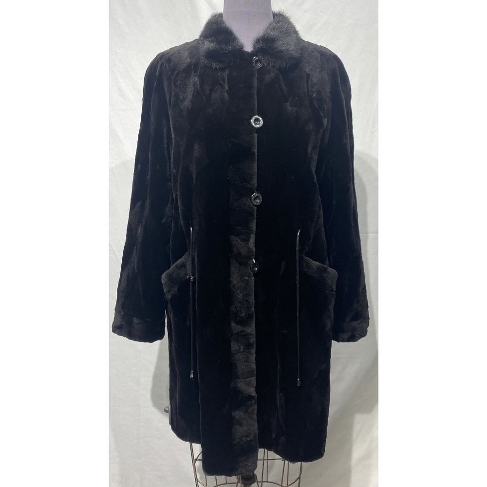 sheared mink section stroller lh mink collar reversible rainwear (89056)